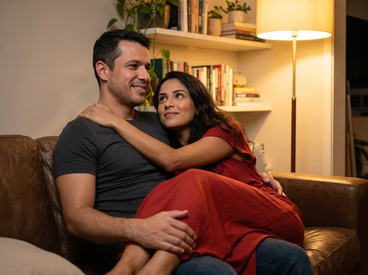 Casal na cozinha pela manhã